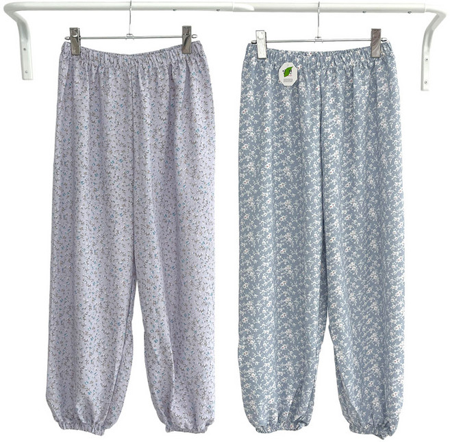 1+1 통편한 꽃 조거 잠옷바지 고쟁이 밴딩팬츠 파자마 홈웨어 가을 바캉스 인견