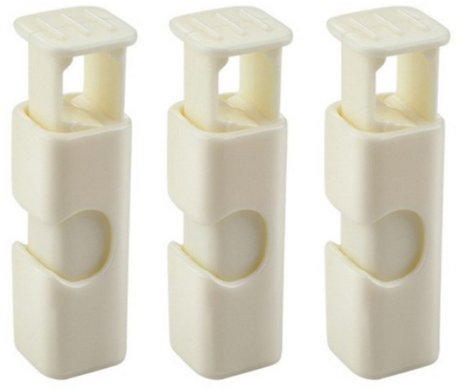 원터치 봉투 집게 봉지 밀봉 보관 클립 파스텔 컬러, 3개, 크림