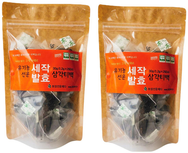 보성선운발효차삼각티백((1.2gx25ea)x2, 25개입, 30g