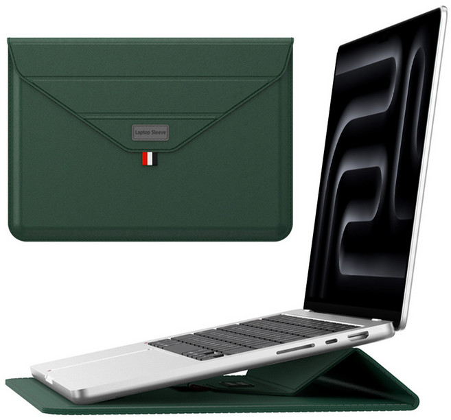 뷰씨 노트북 맥북 에어 프로 갤럭시북 삼성 엘지 그램 가죽 파우치 가방 케이스, 그린, 1개