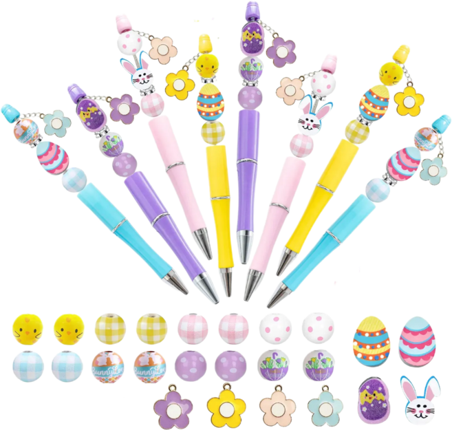 볼펜 꾸미기 세트 DIY SET 캐릭터 동물 바다 고양이 비즈 강아지 볼꾸, 1개, 부활절토끼