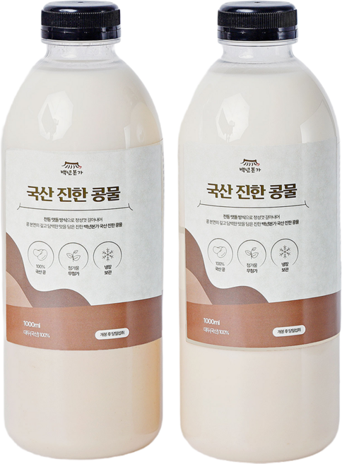 백년본가 첨가물없는 100% 국산 더 진한 콩물, 2개, 1L