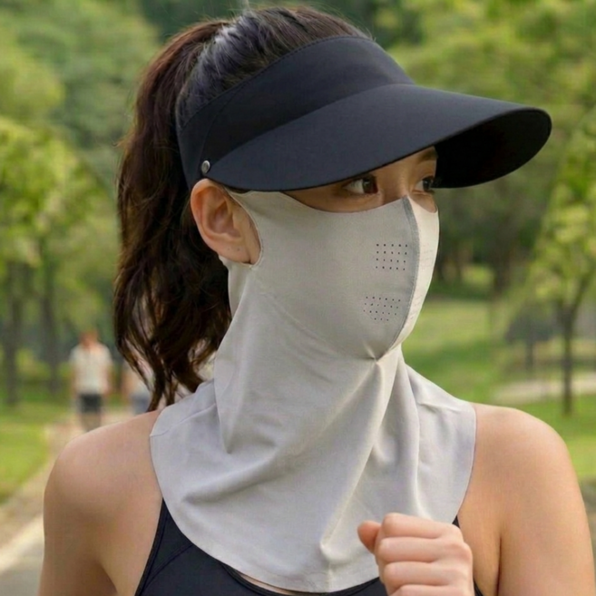 비쥬마켓 썬캡 자외선차단 여성 썬캡 마스크 세트 UV차단 얼굴가리개 모자