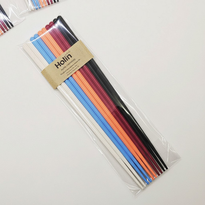Holin 육각 PBT 파스텔 항균 젓가락 5종 세트 업소용 일식 중식, 1세트, 5개입, 5종 색상 1SET