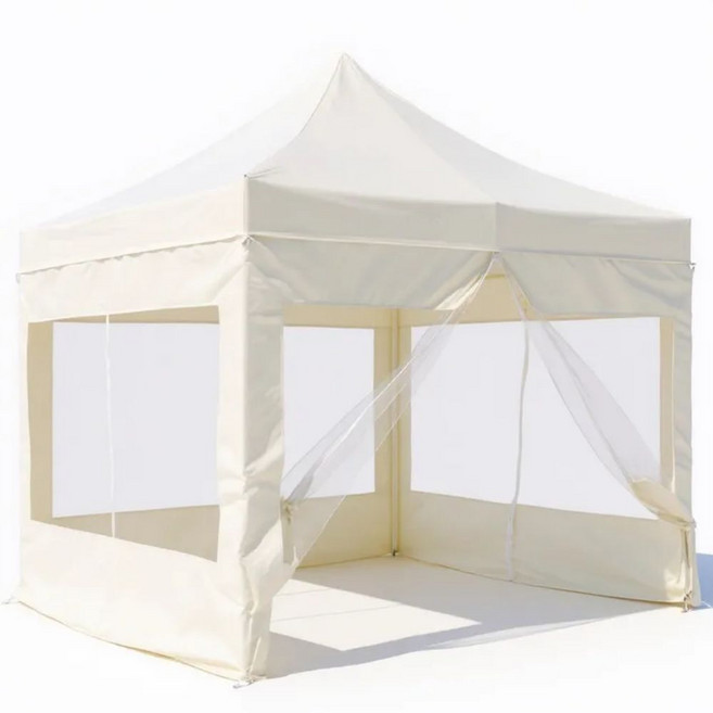 [국내발송] 접이식 캐노피 천막 그늘막 캠핑 텐트 행사용 카페 포장마차, 육각프레임+모기장옆면세트, 블루