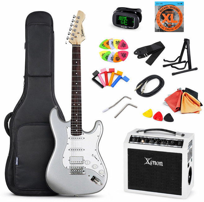 제논 GP-3 + SX-15G 입문용 일렉기타 앰프 조합패키지, GP-3 SV(무광 실버), SX-15G(화이트), 1개