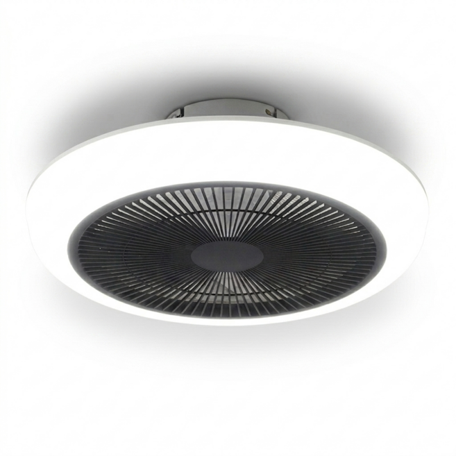 씽크라이프 대형 거실 천장형 실링팬 천장선풍기 조명 LED 풍속 6단계 조절, 원형, 블랙