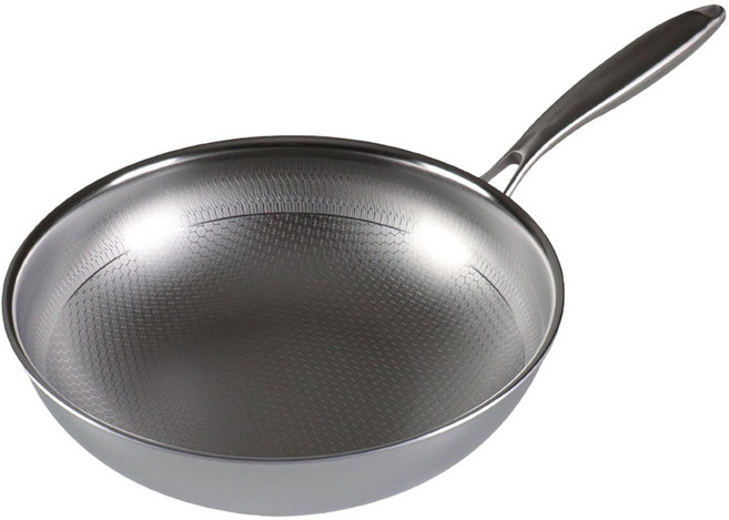 파르셀 무연마제 통3중 304 스테인리스 프라이팬 3D 논스틱 패턴, 1개, 28cm 웍, 실버