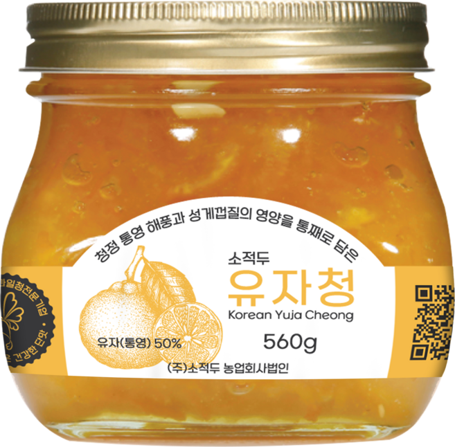 [2025 햇유자] 당절임이 아닌 생유자로 만든 소적두 통영 유자청, 560g, 1개, 1개입