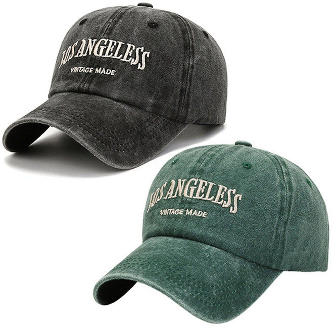 1+1 대두모자 빈티지 워싱 여성 남자 볼캡 2종 세트