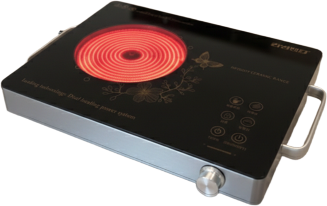 헤비바디 세라믹글라스 3초발열 에코 하이라이트 전기레인지 1구 냄비 호환 휴대용, 가지고 다닐 수 있는, 스텐실버