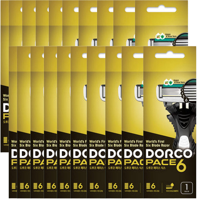 도루코 PACE6 페이스6 휴대용 6중날 면도기 일회용 면도기 개별포장 (선택옵션), 20개, 1개입