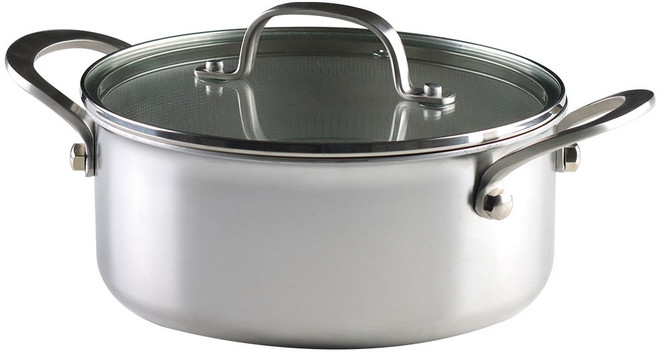 파르셀 무연마제 통3중 304 스테인리스 3D 논스틱 패턴 양수냄비, 1개, 실버, 20cm