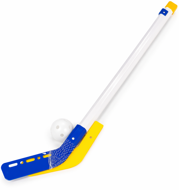 이도스포츠 플로어 스틱 하키채 체육 교구 (스틱 2p + 공 1p ) 옐로우 블루, 2개 1세트, 옐로우+블루