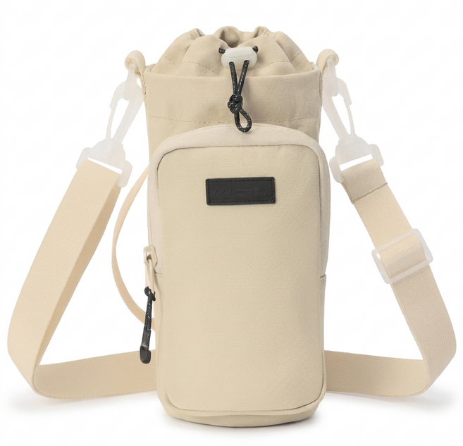 텀블러 크로스백 물병 파우치 방수 미니가방 운동 산책 출근 크로스백, 1개, 라떼 베이지