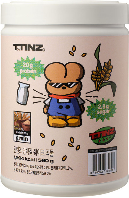 틴틴즈 단백질 쉐이크 곡물맛 대용량, 1개, 560g