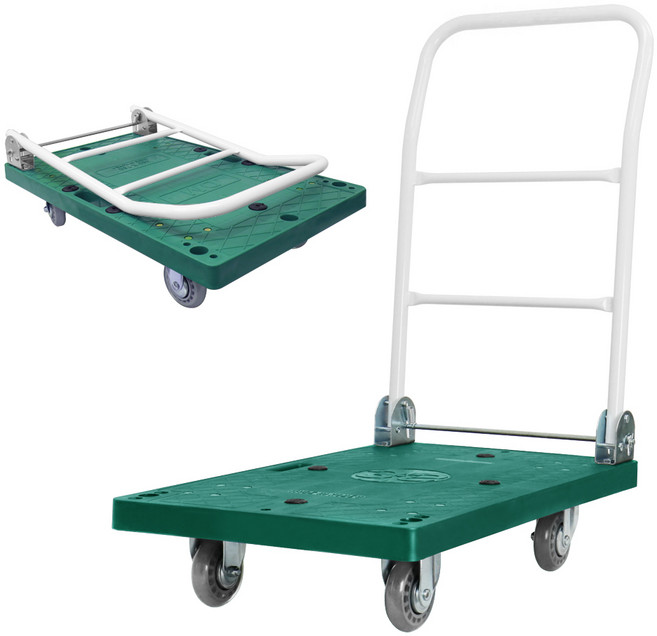 [무소음 녹색 중형 460 X 750] 베어헌트 카트 구르마 구루마 대차 접이식 손수레 끌차, 1개, 녹색(무소음 바퀴)