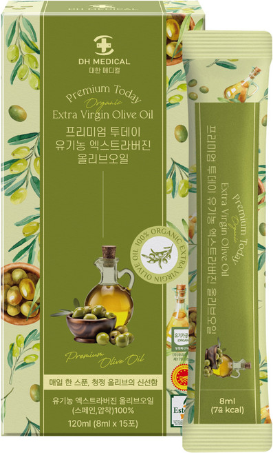 대한메디컬 유기농 엑스트라버진 올리브오일 스틱 산도 0.18 스페인 올리브유, 4박스, 120ml