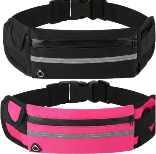 노비에 PRO 러닝 벨트 가방 와이드 플립, 2개, 올블랙+팝핑크