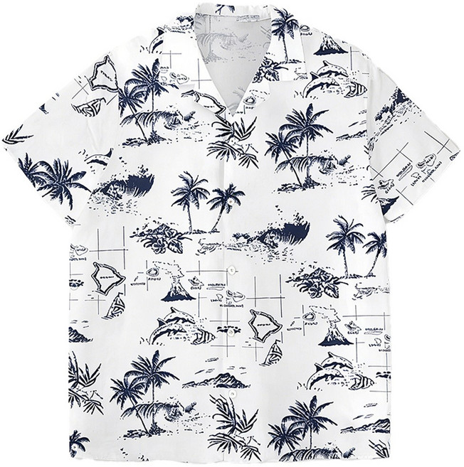 루크 남성 루즈핏 하와이안 반팔 셔츠 남자 여름 트로피컬 남방 5부 소매 포켓 상의 바다 해변 휴가 휴양지 바캉스 신혼 여행룩