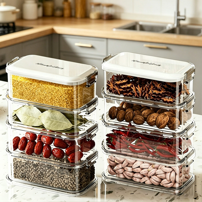 냉장고정리 용기 세트 밀폐용기 냉장고 밀폐용기 냉장고 수납정리 밀폐용기 밀폐용기 냉장고정리 용기 세트 식품 보관 및 정리 세트 명절 전보관용기 냉장고 종류별 정리함, 흰색 4단, 1개