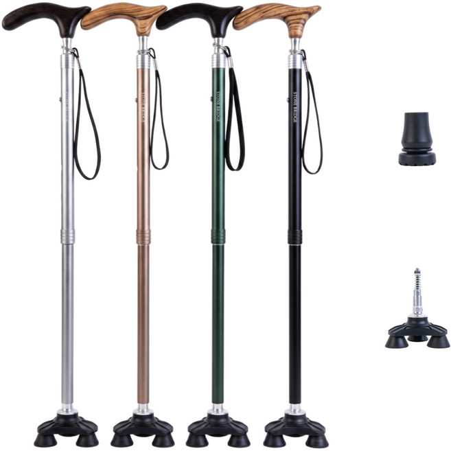 스톤브릿지 테라 초경량 어르신 지팡이 고급형, 1개, 그린 바디 다크 핸들