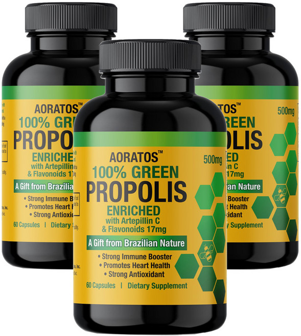 브라질 그린 프로폴리스 100% 가루 캡슐 2+1 플라보노이드 녹색 초록 효능 추천 직구 어버이날 부모님 수험생 선물 면역력 항산화, 3개, 60캡슐, 30회분