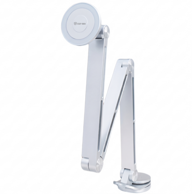 코지박스 맥세이프 자바라 거치대 핸드폰 태블릿 거치대 풀접이식 맥세이프 + 클립, 1개, 실버