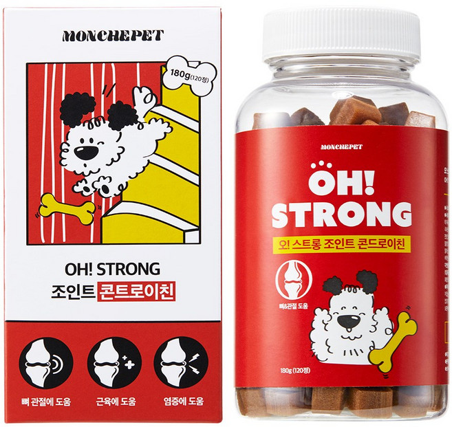 [180g/동물병원 입점] 몽셰펫 강아지 관절 슬개골 트릿 영양제, 3개, 뼈/관절강화, 120정