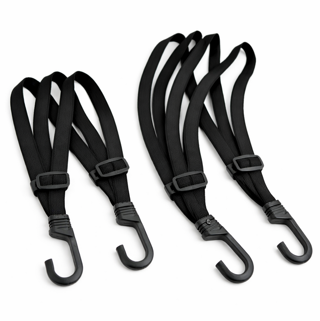 오토엘리트 고탄력 자전거 짐받이 끈 오토바이 고정 스트랩 2종세트, 2개, 블랙