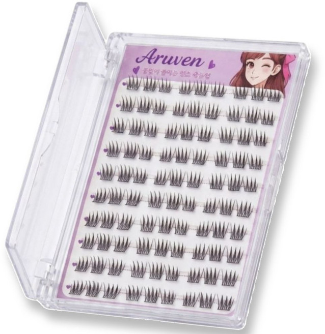 아루벤 노글루 붙이는 인조 속눈썹 7-9mm 90모, 1개, 블랙