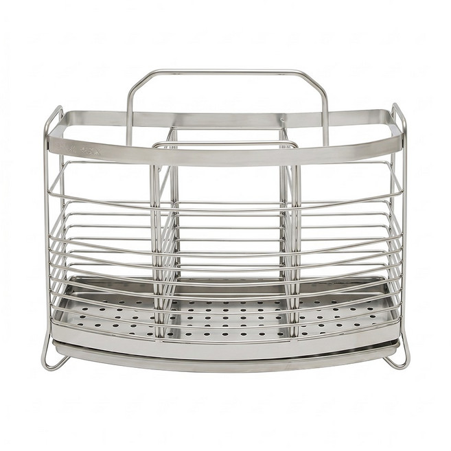 타리홈스 스텐 물빠짐 수저통 수저 정리함, 1개, 실버