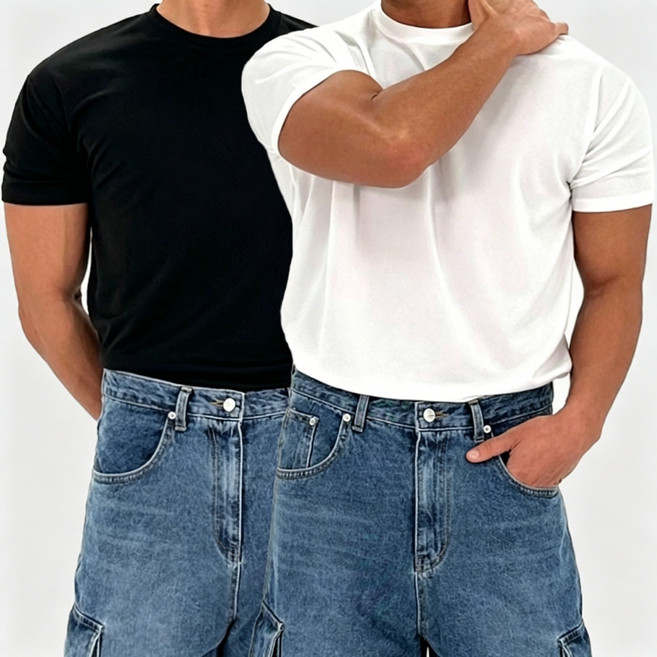 2장묶음 목늘어남없는 남자 머슬핏 헬스 반팔 티셔츠