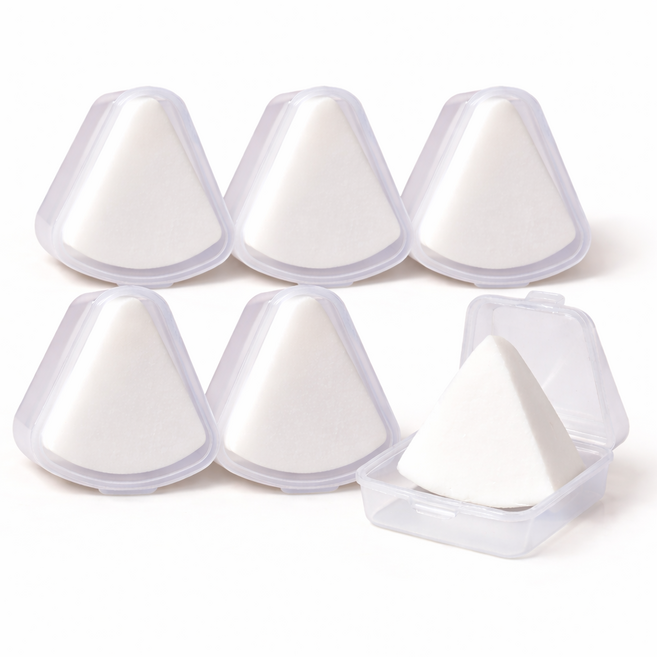 GACA 프리미엄 라텍스 퍼프 화장 쫀쫀 밀착 파운데이션 스펀지, 6개, 화이트