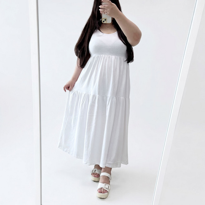 (66-100) 티티 나시 원피스 빅사이즈 기장선택 두가지버젼 봄 여름 가을 기본 이너 캉캉 플레어 루즈핏