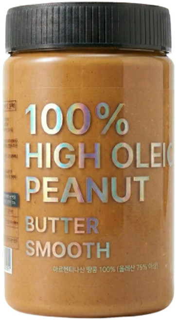 퓨어올레 땅콩버터 하이올레익 100% 무첨가 무가당 스무스 땅콩버터, 1개, 500g