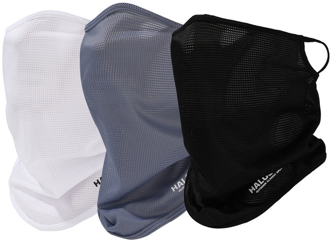 1+1+1 여름용 남여공용 자외선 차단 냉장고 베일 통기성 좋은 아웃도어용 안면 마스크, 1세트, 블랙+화이트+그레이