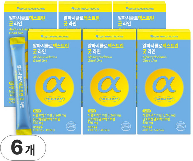 알파시클로덱스트린 굿라인 난소화성말토덱스트린 고함량 순도 식약처 인증 haccp, 6박스, 14회분