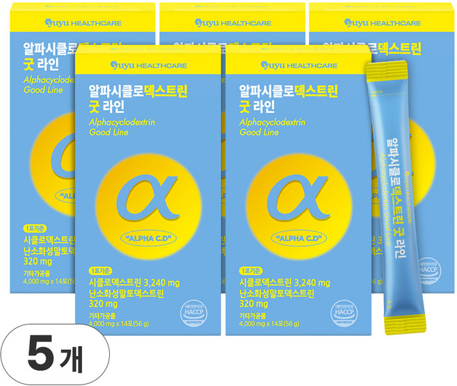 알파시클로덱스트린 굿라인 난소화성말토덱스트린 고함량 순도 식약처 인증 haccp, 5박스, 14회분