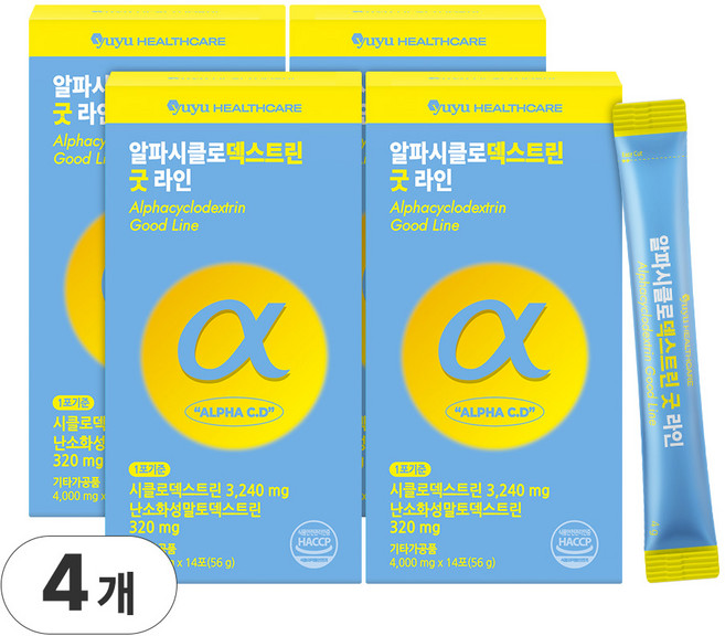 알파시클로덱스트린 굿라인 난소화성말토덱스트린 고함량 순도 식약처 인증 haccp, 4박스, 14회분
