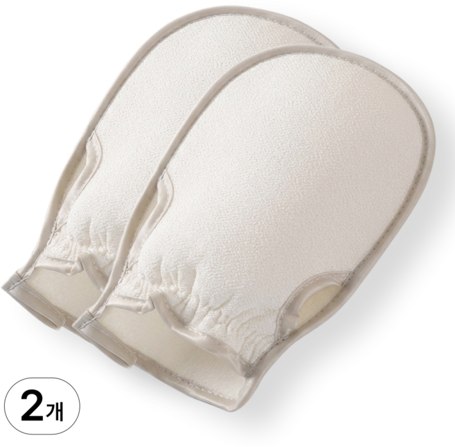 디뷰 부드러운 목욕 때밀이 장갑, 1세트, 2개입, 화이트