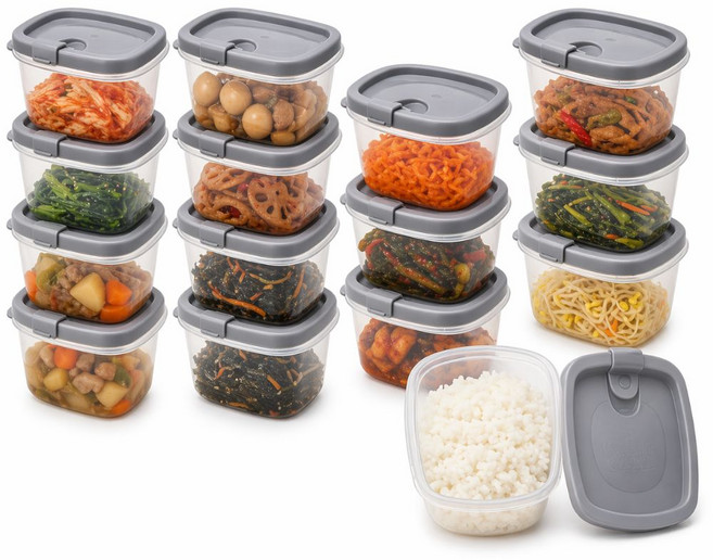 엘누아 국내산 냉동밥 반찬 전자레인지용 밀폐용기 12개 환경호르몬불검출 350/450/500/600ml 3개씩, 350/450/500/600, 1세트