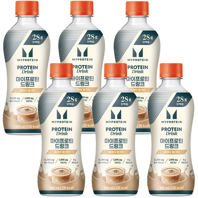 마이프로틴 드링크 클래식 밀크티, 6개, 340ml