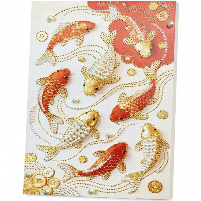 푸른소나무 DIY 진주 구슬 그림 명화 그리기 세트 40x50cm, 05- 행운의 금잉어, 1개