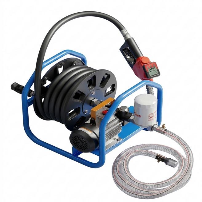 550W 고출력 전동 릴 주유기 자동 디지털주유건 세트 경유용 오일펌프 디지털 계량기 일체형 급유기, 2세트