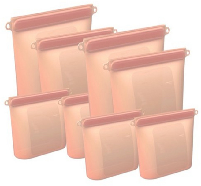 [예현마케팅-본사판매] 국산 실리쿠커 실리콘백 실리콘 지퍼백 전자렌지 오븐 냉장고 냉동고, 8개, 2세트