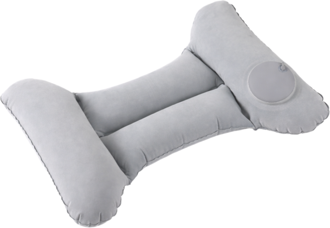 더하임 휴대용 에어 허리쿠션 기내용 휴대용 등쿠션 파우치포함, 그레이