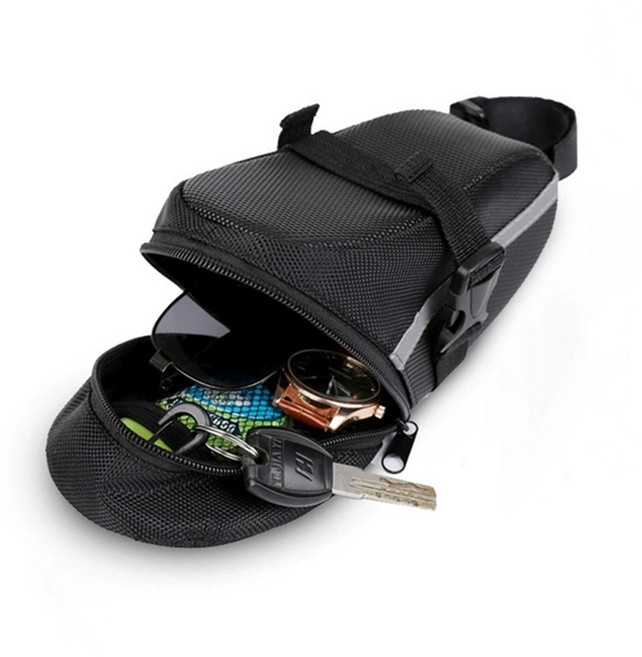 사각마켓 자전거 안장 프레임 경량 방수 가방, 1개, 블랙