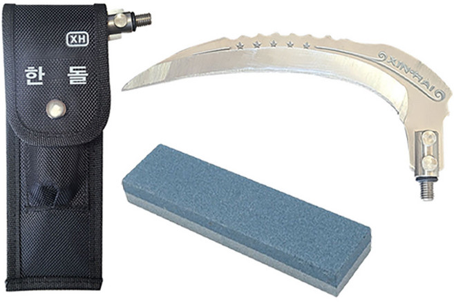 한돌 수초낫 숫돌 케이스 세트 수초 제거기 갈퀴 갈고리 민물 낚시, 한돌 수초낫 (숫돌+케이스 세트), 혼합, 1개