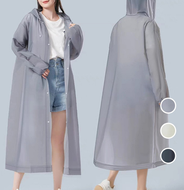 1+1+1 다회용 우비 남녀공용 EVA 비옷 성인 여행용 휴대용 레인코트